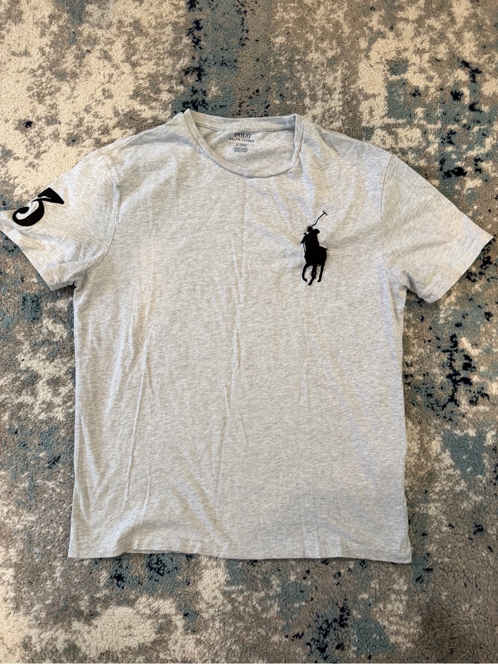 Polo by Ralph Lauren Light Gray Short-Sleeve Tee w Black Polo Player - Men’s M